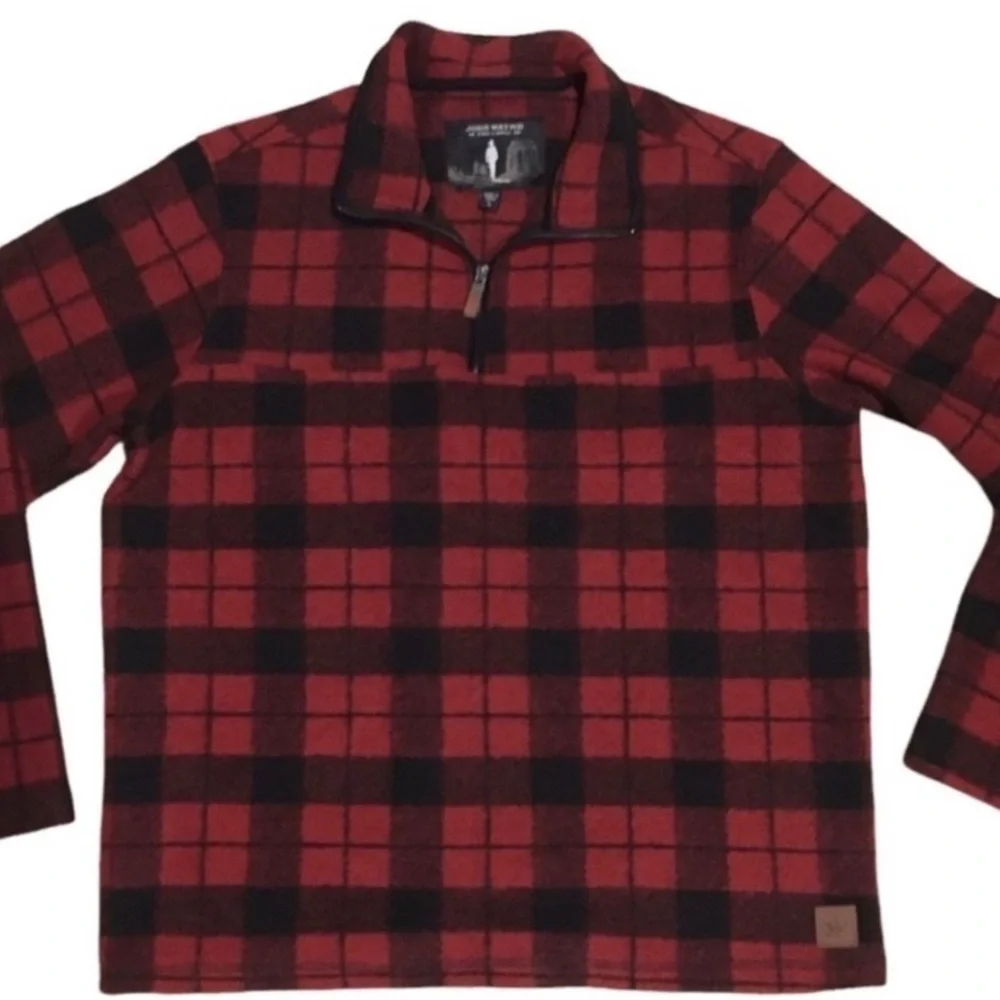 Outdoor Western Rancher Plaid 1/4 Zip Pullover John Wayne Stock & Supply L